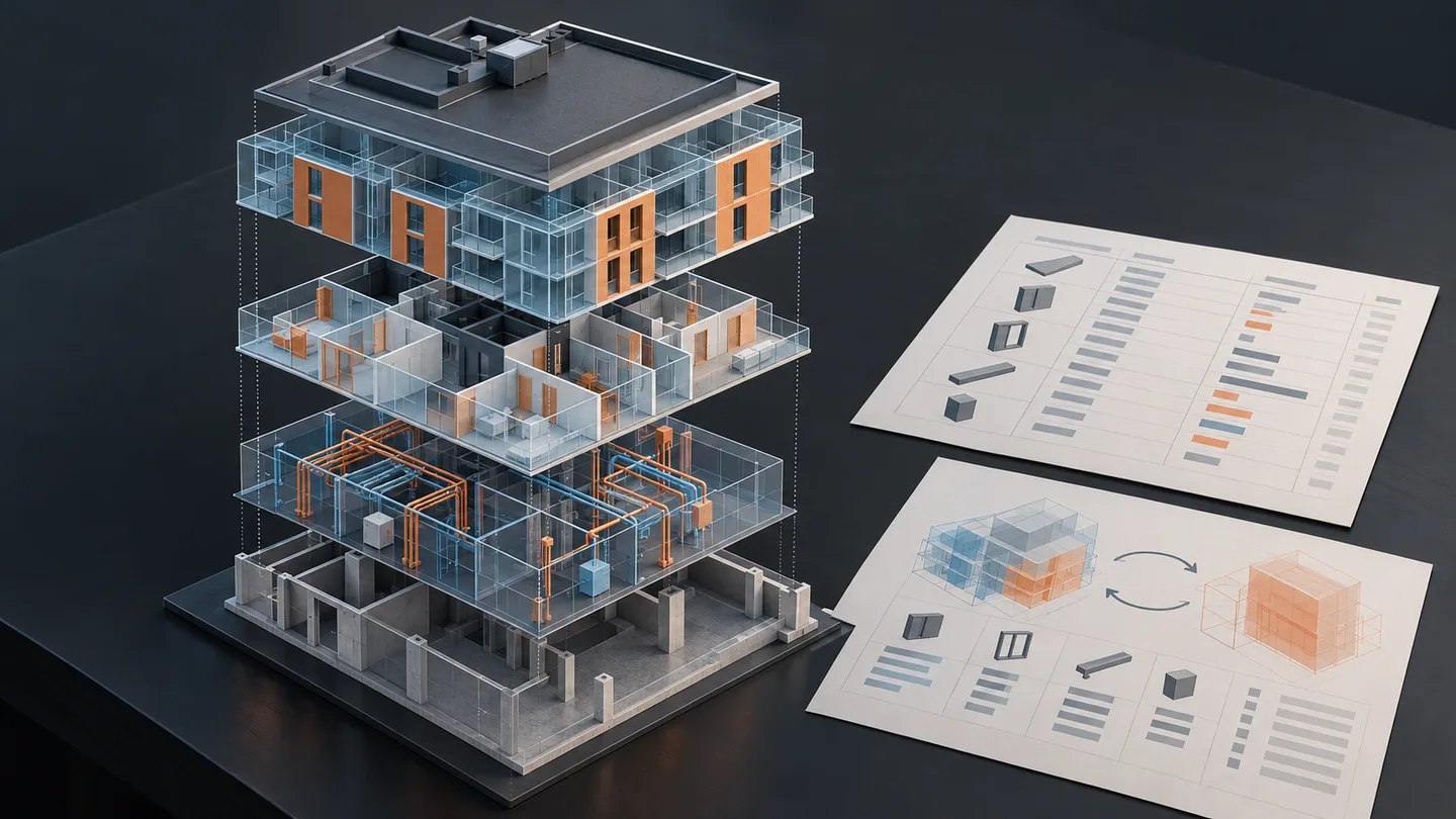 Modello digitale illustrativo e fogli di controllo delle quantità